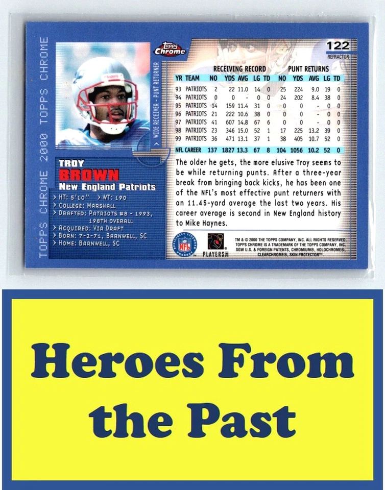 2000 Topps Chrome Refractors #122 Troy Brown 059-R - Image 2 of 2