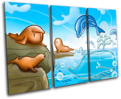 Dolphin Walrus Seal For Kids Room TREBLE Leinwand Wand Kunst Bild drucken