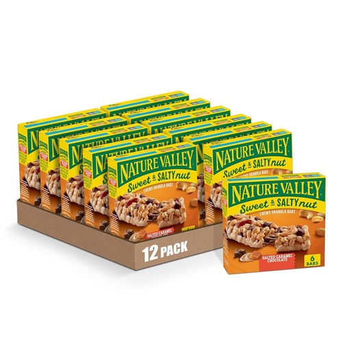 Sweet Salty Nut Granola Bars with Dark Chocolate & Caramel - 7.2 oz Pack of 12 - Picture 2 of 4