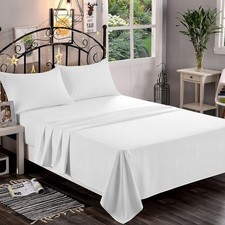 Soft Durable 1500 Count Queen Fitted Sheet - White, Wrinkle Fade Resistant
