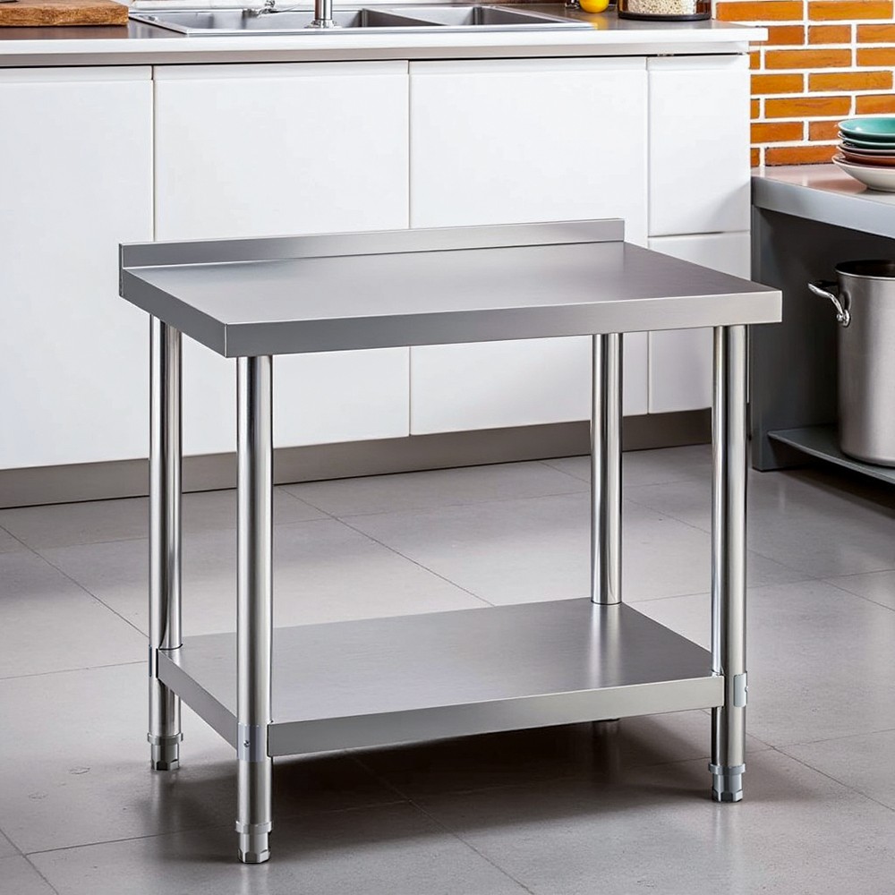 Edelstahltisch Edelstahl Arbeitstisch Küchentisch Gastronomie Tisch 90x60x80cm