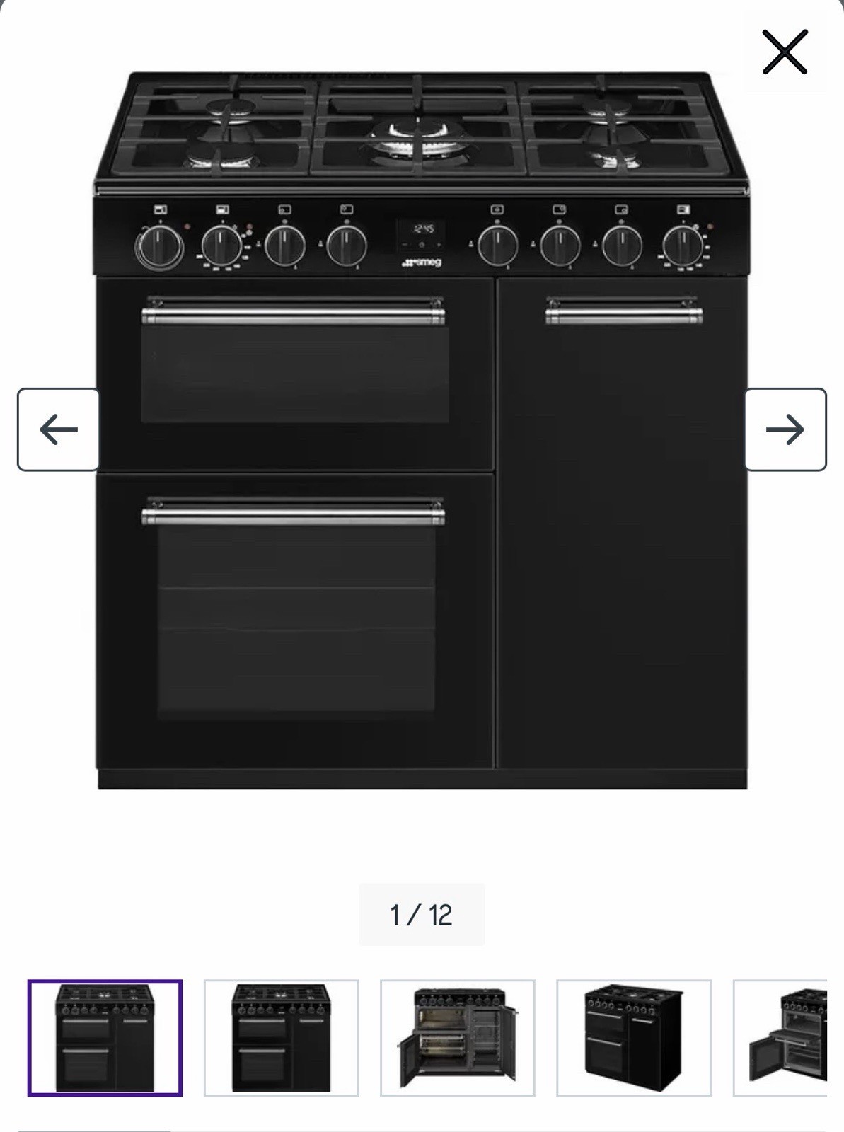 SMEG BG93GMBL Concert 90 cm Dual Fuel Range Cooker - Black