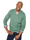 Mens Cashmere-Like Jumper V Neck Cable Knit Sweater by Chums