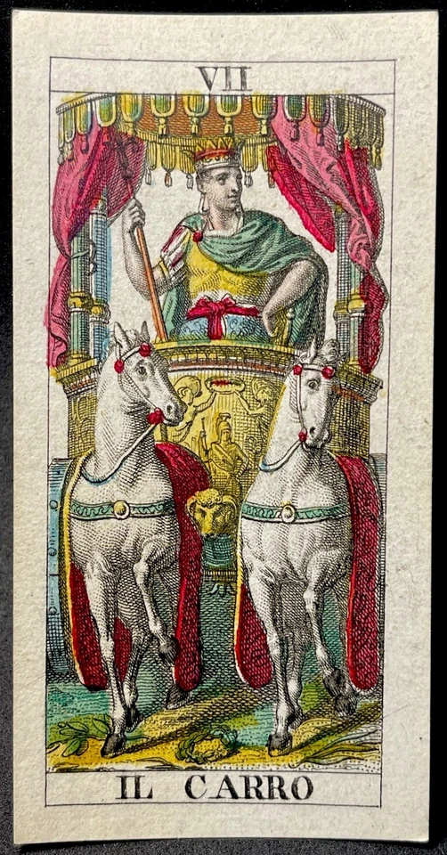 c1835 The Chariot Tarot Playing Card Tarocchi Gumppenberg Italian Major Arcana - Image 3 of 4