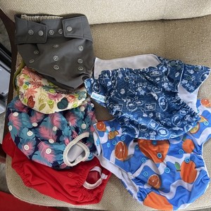 Cloth Diaper Mixed Lot - 6 shell covers and 20 insertable absorbent pads 