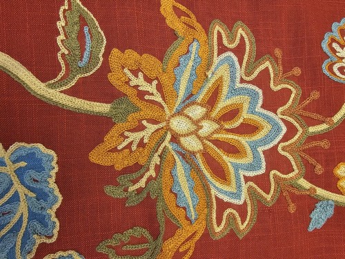 Gilded Maple Embroidered Applique Table Runner 15.75x71 Floral on Red - Picture 6 of 9