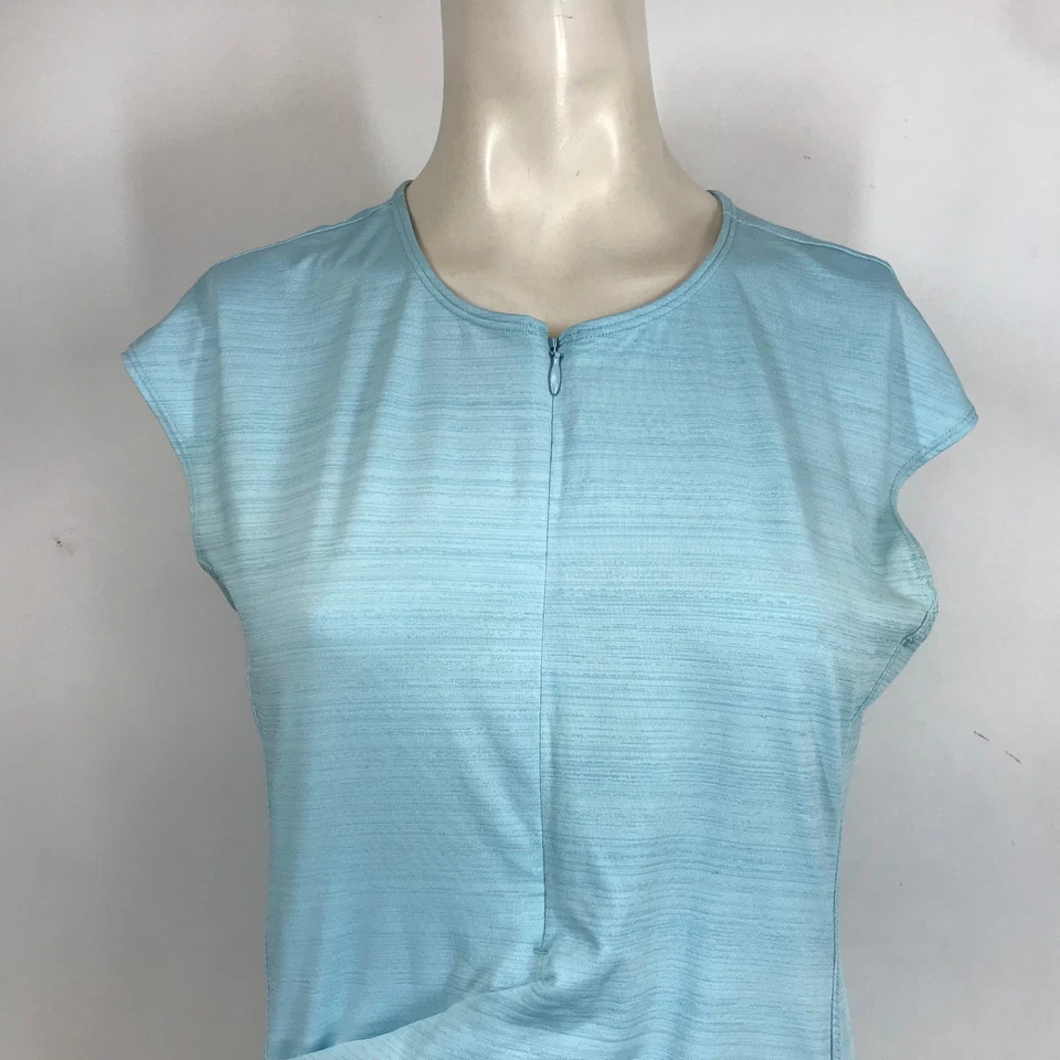 ATHLETA Athletic Performance Zip Neck Ruched Tunic Top Blue Women's Size M - Image 2 of 4