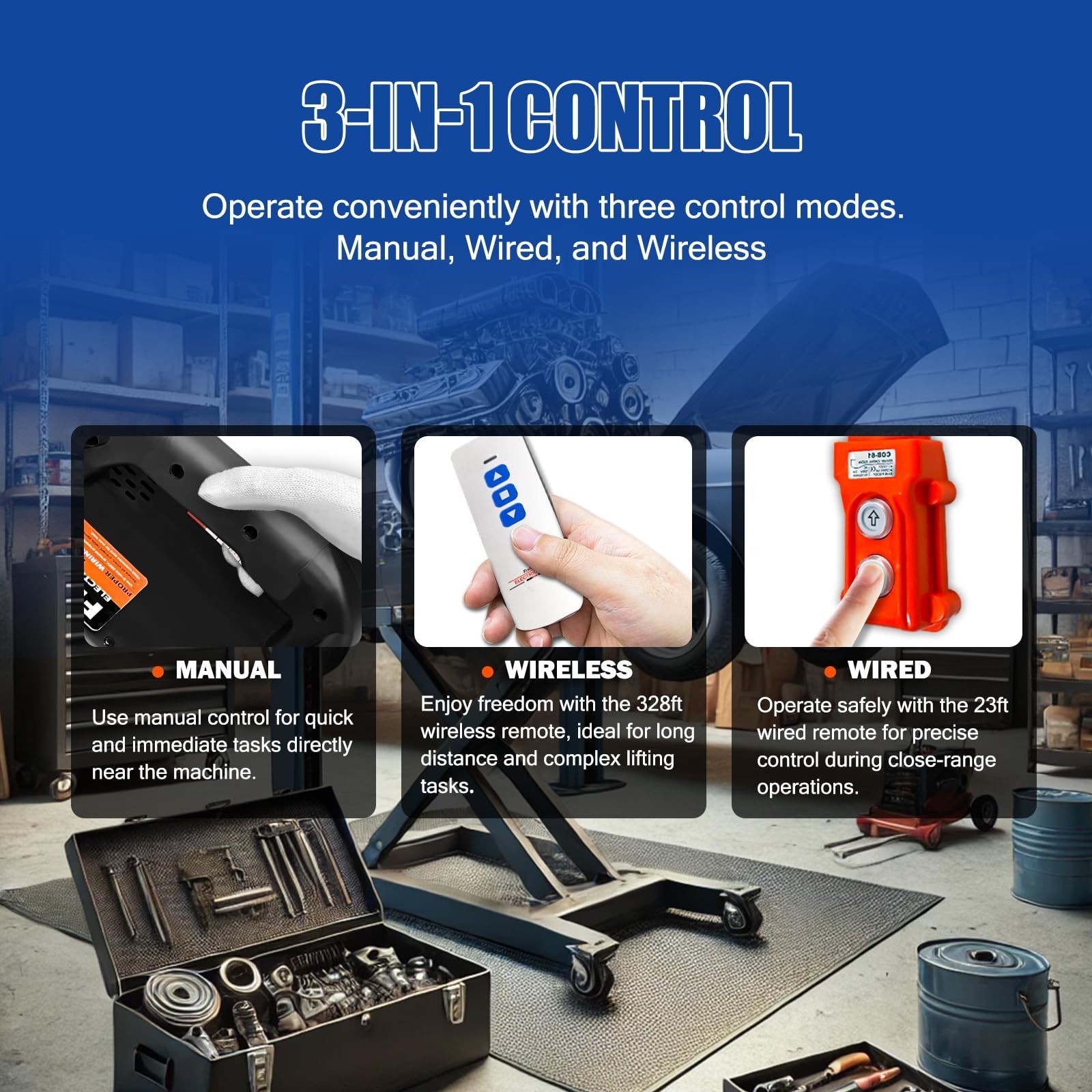 Electric Hoist Winch w/ 40ft Steel Cable, 110V & 120V, 660Lbs Capacity, Manua...