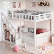 Kinderbett 90x200 140x200 Bettgestell Lattenrost Stauraum Hochbett Etagenbett