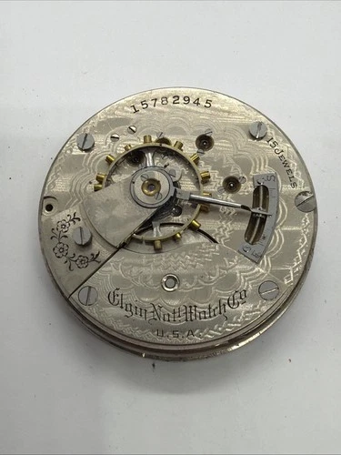 Elgin 15 Jewel Nickel Antique Open Face Pocket Watch Movement Only Ticks 945 ￼