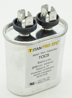 Packard TOC5 Titan PRO 5 MFD 370V Oval Run Capacitor HVAC Motor