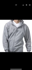 SIZE XL Pro Club Zip-Up Gray Hoodie with Drawstring Hood