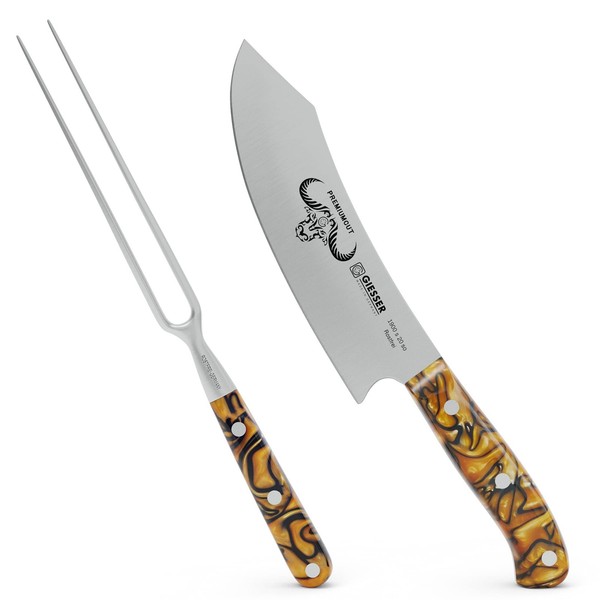 Giesser Messer Premiumcut 2Er Set 20Cm Chefs + Fleischgabel Acryl Spicy Orange-image
