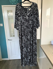 Next Maternity Black & White Animal Print Maxi Culotte Dress Size 20