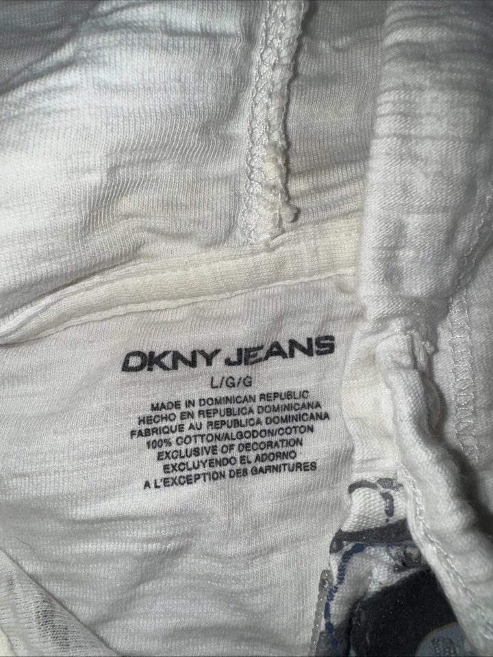 Sudadera con Capucha DKNY Jeans Cremallera Completa De Colección Blanca Para Hombre Grande Gótico Gráfico Y2K Foto 4 de 4