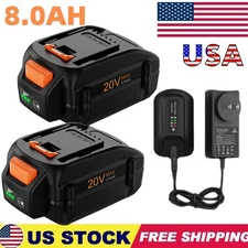 PACK For Worx WA3575 20V PowerShare 8.0Ah Battery or Charger 20 Volt WA3520