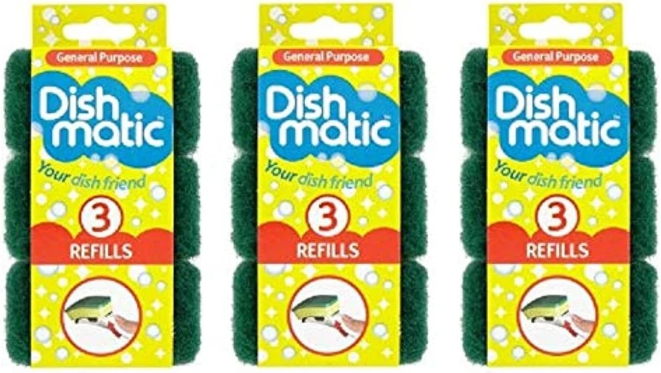 Dishmatic Esponjas de Limpieza Verde, Exfoliante de Espuma, Pack de 9 (Paquete Único)