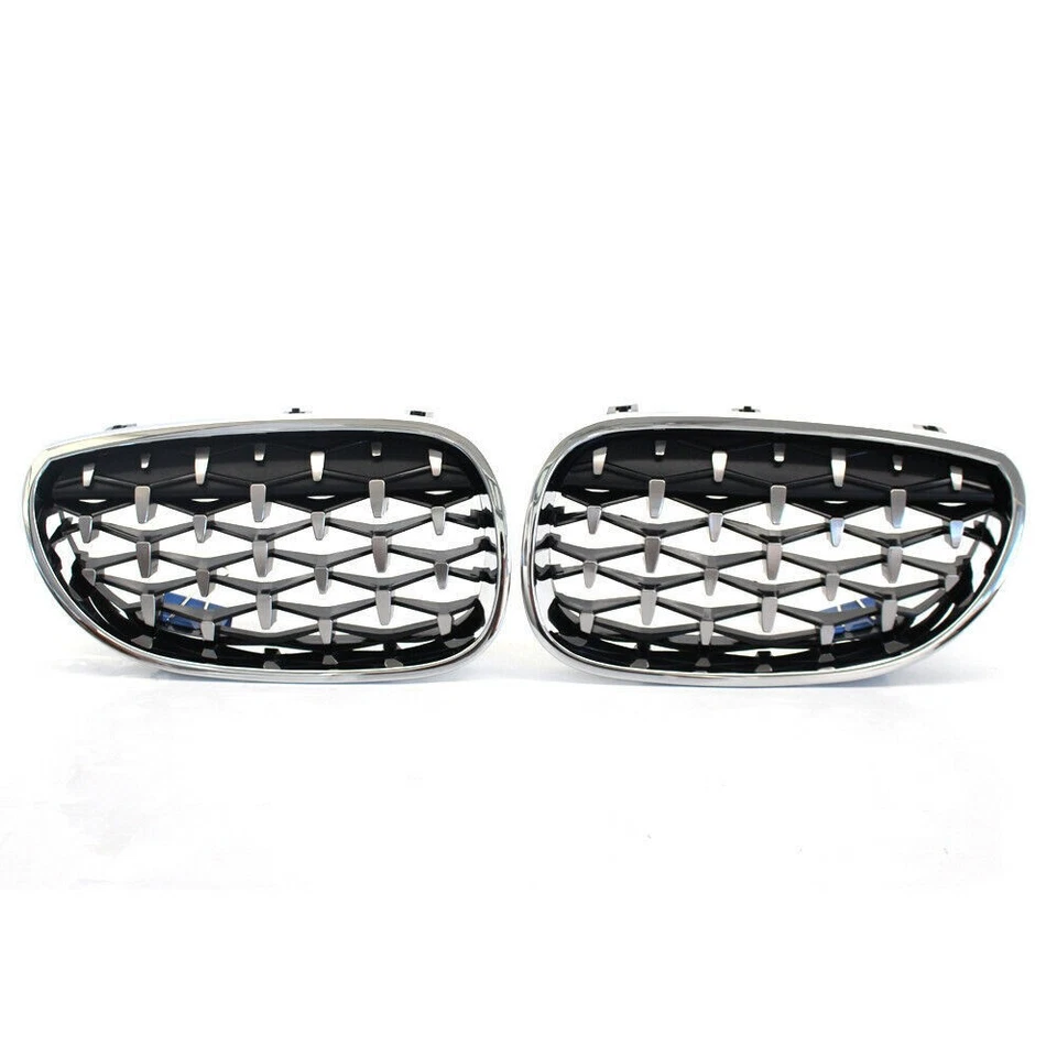 Chrome Diamond Front Grill Grille For BMW 5 Series E60 E61 535i 525i 528i 04-09 - Image 2 of 4