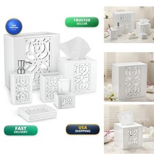 Creative Scents Mirror Janette White 6 Piece Bathroom Accessories Set
