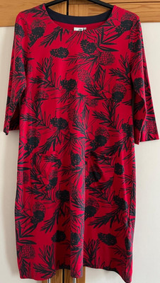 Weird Fish Starshine Women's Crimson Red Printed Jersey Dress Size 16