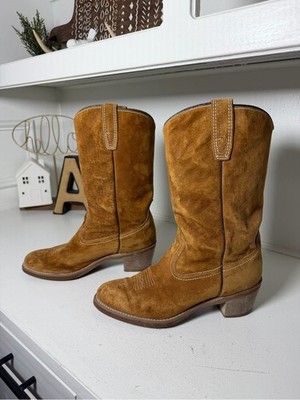 Wolverine Women's 8.5 Suede Cowboy Boots Tan Leather Western Ranch Riding