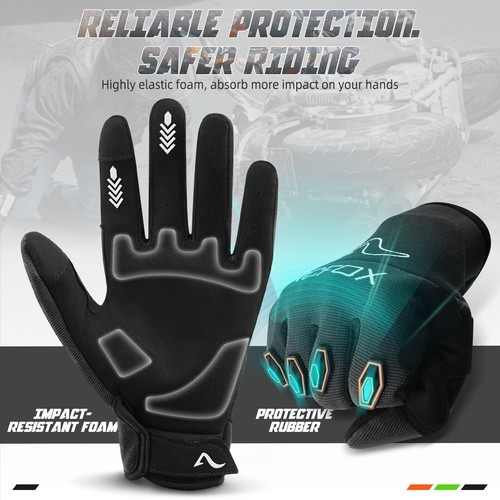 Motorbike Full Finger Gloves Motorcycle Cycling Gloves Knuckle Protection Riding - Picture 5 of 16