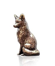 Butler & Peach Detailed Small Solid Bronze Fox Sitting Boxed Gift 2081