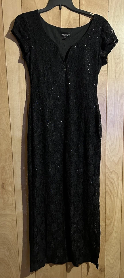 Vestido Connected Apparel Damas Negro Lentejuelas Encaje Escote Corazón Vestido 10 Foto 3 de 4