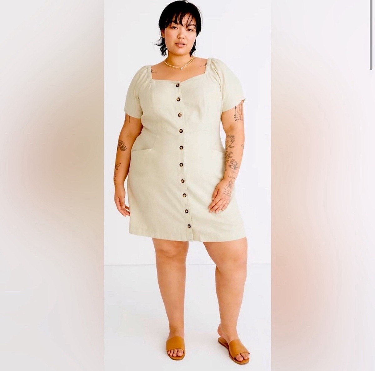 knee length dresses for ladies Scalloped Edge Midi Dress – English Factory