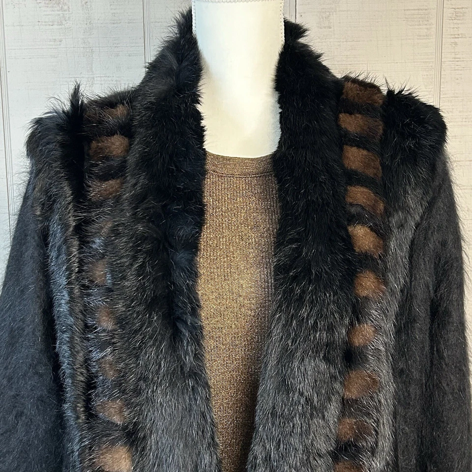 Cárdigan Abrigo de Piel Para Mujer De Colección Talla L Abierto Angora Mezcla de Lana Estilo Penny Lane Foto 4 de 4