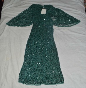 maya deluxe high neck delicate sequin midi dress