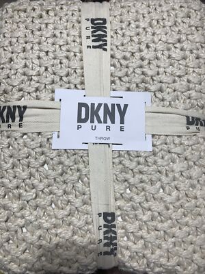 New DKNY Pure Chunky Knit Throw Blanket - Ivory Color - Size 50''x60''