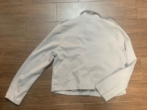 Bagatelle White Pocket Faux Suede Crop Jacket Large - Women’s Size L Full Zip - Picture 3 of 4