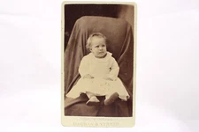 Harman & Verner CDV Photo Bay City MI Baby Wild Hair Hidden Mama