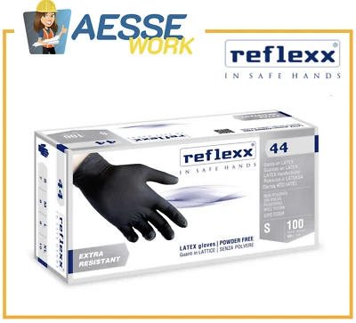 Guanti In Lattice Reflexx 44 Neri 100 Pz. Tatuatori Parrucchieri Industria