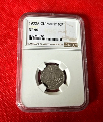 1900A GERMANY 10P NGC XF 40 GERMANY TEN PFENNIG 