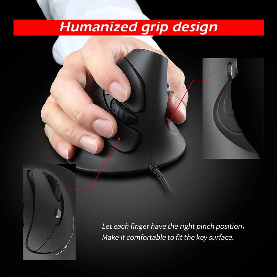 Zelotes Wired Vertical Mouse,3200Dpi,6 Buttons,Removable Wrist Rest,Ergonomic - Image 4 of 4