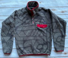 PATAGONIA SYNCHILLA T-SNAP AZTEC PULLOVER RARE ABSTRACT PRINT GRAY RED MENS S