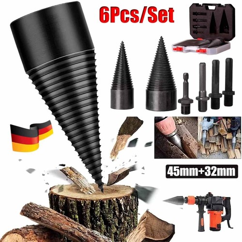 Holzspalter Kegelspalter Bohrer Drill Kegel Spaltbohrer Für Bohrmaschine mit Box - Bild 2 von 15