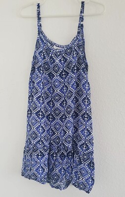 Children Place Girls Blue Geometric Spaghetti Strap A-Line Dress Size XS (4)