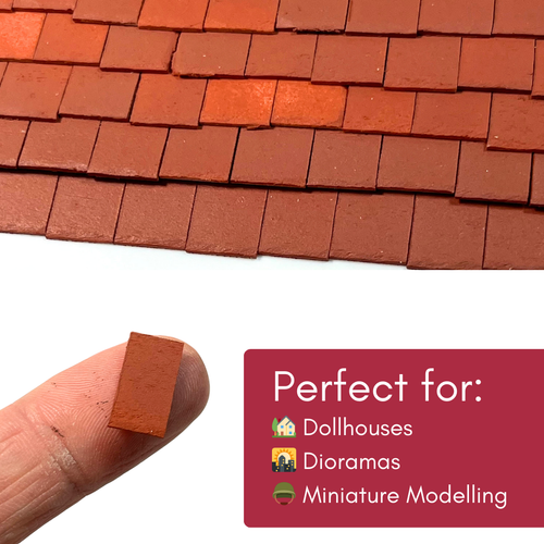 Maison de poupée échelle 1:35 250 x carreaux de toit miniatures en styrène en terre cuite - Photo 4/9
