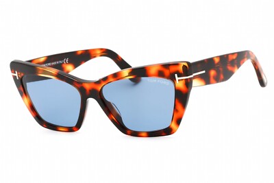 TOM FORD  FT0871 55V Sunglasses Coloured Havana Frame Blue Lenses 56mm