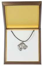 English setter, Lawerack, Laverack - Dog necklace in gift box, silver-plated loc