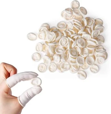 WHITE FINGER COTS DISPOSABLE RUBBER LATEX FINGER TIP NAIL PROTECTOR WATERPROOF