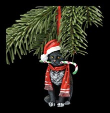 Christbaumschmuck - Katze mit Zuckerstange - Weihnachtskugel Deko Geschenk Magie