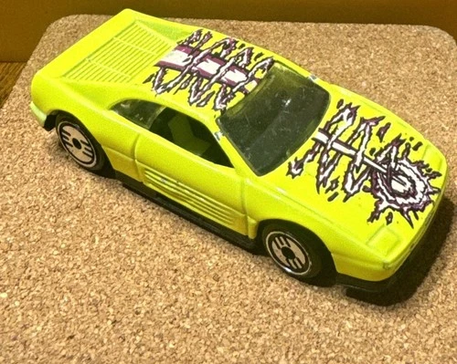 Vintage 1990 Hot Wheels Ferrari 348 Neon Yellow From Power Loop Set - RARE