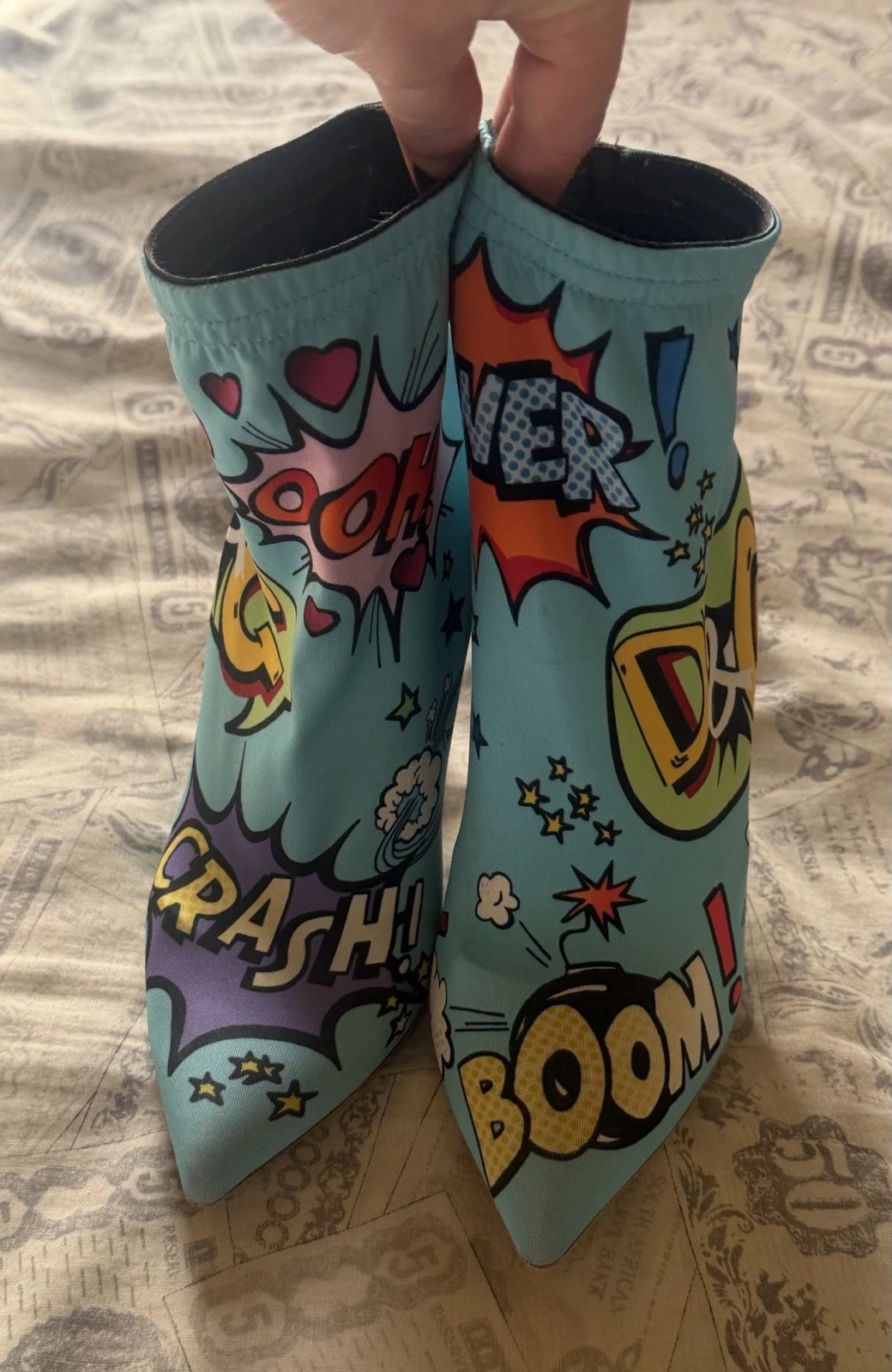 ICONIC! Dolce & Gabbana Ankle Sock Boots Pop Art Comic Print UK 3 EU 36 RRP £675