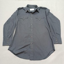 Vintage H Bar C Ranchwear Shirt Mens 15.5 32 Black Western Pearl Snap Made USA