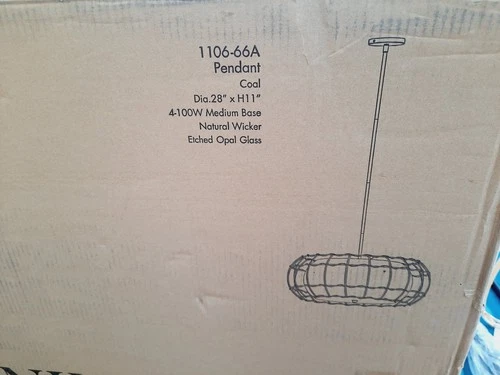Minka Lavery 1106 Watermill 4 Light 28"W Cage Multi Light Pendant - Coal *READ* - Picture 2 of 17