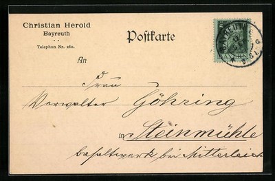 Bayreuth, overprint Christian Herald, postcard 1912 